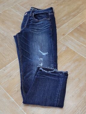 Amerucan Eagle Womens Tom Girl Super Stretch Distressed Button Fly Jeans Size 6